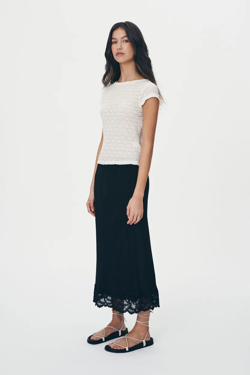 Marina Silk Midi Skirt - Noir