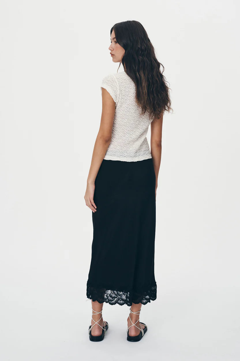 Marina Silk Midi Skirt - Noir