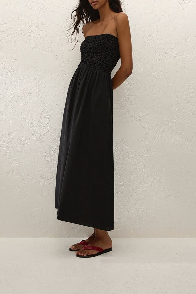 Orla Strapless Midi Dress - Black