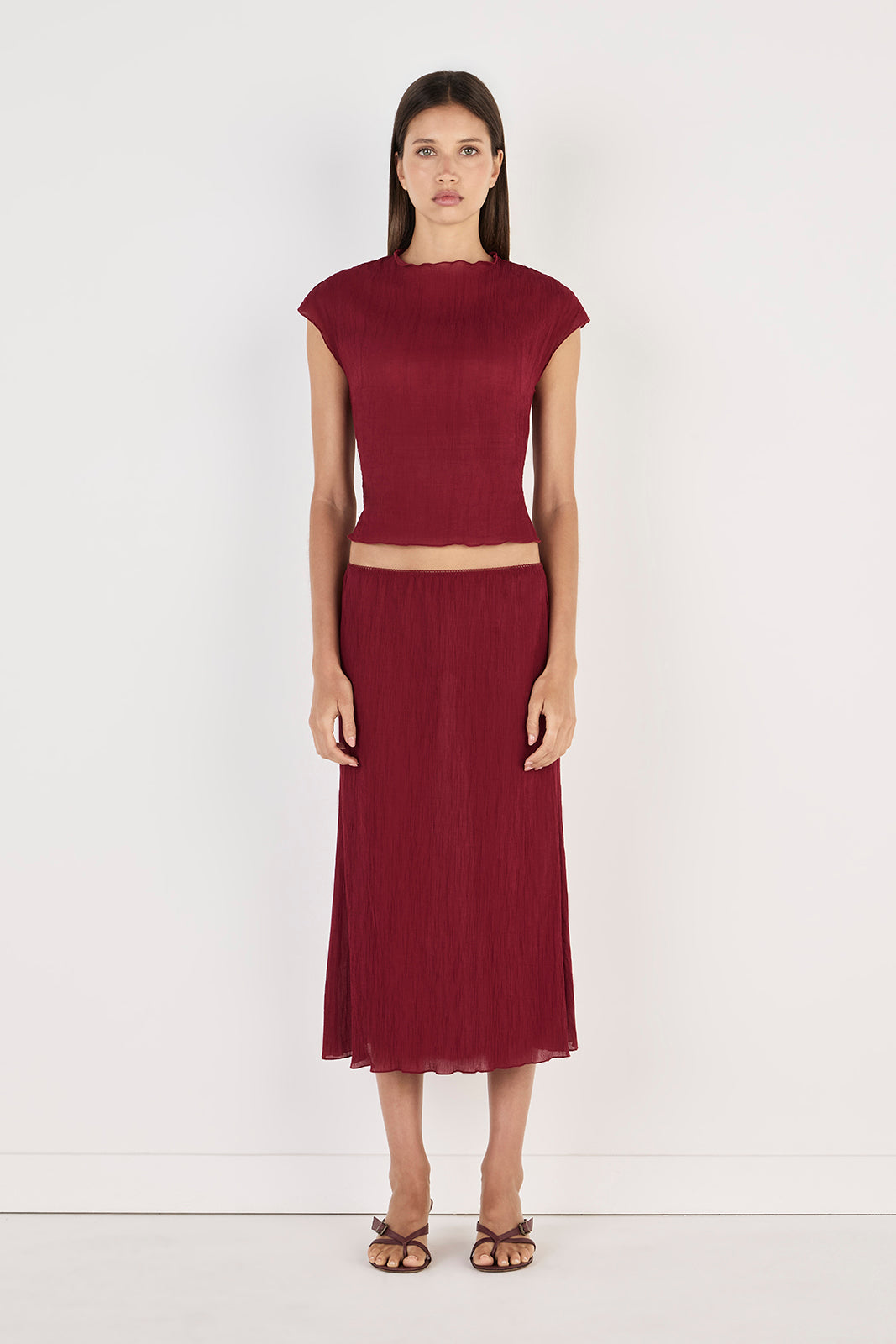 Luminara Midi Skirt - Crimson