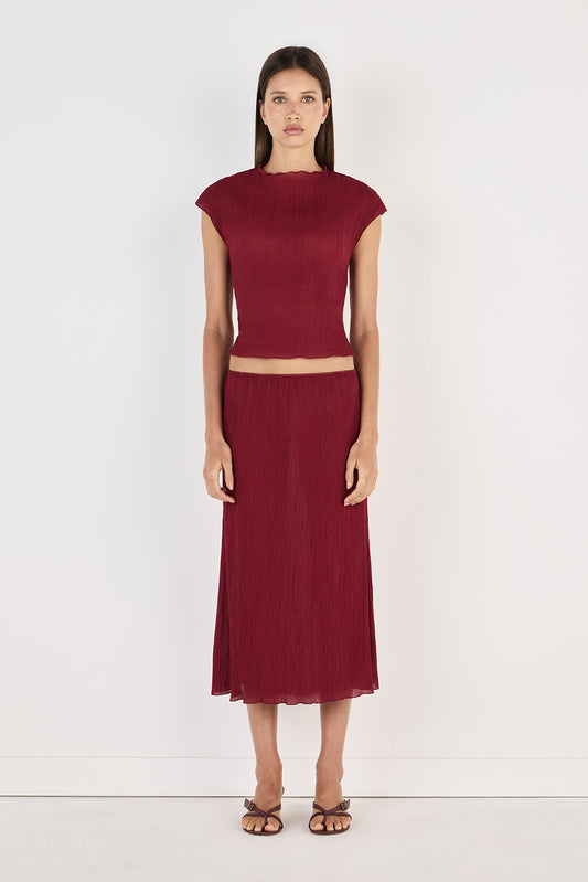 Luminara Midi Skirt - Crimson