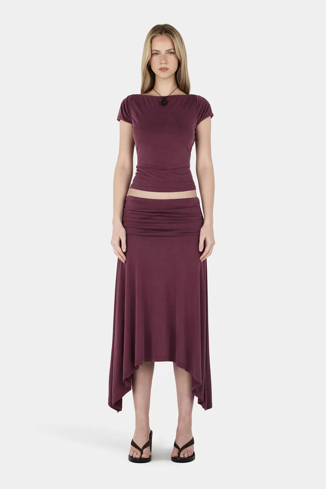 Farrah Midi Skirt - Plum
