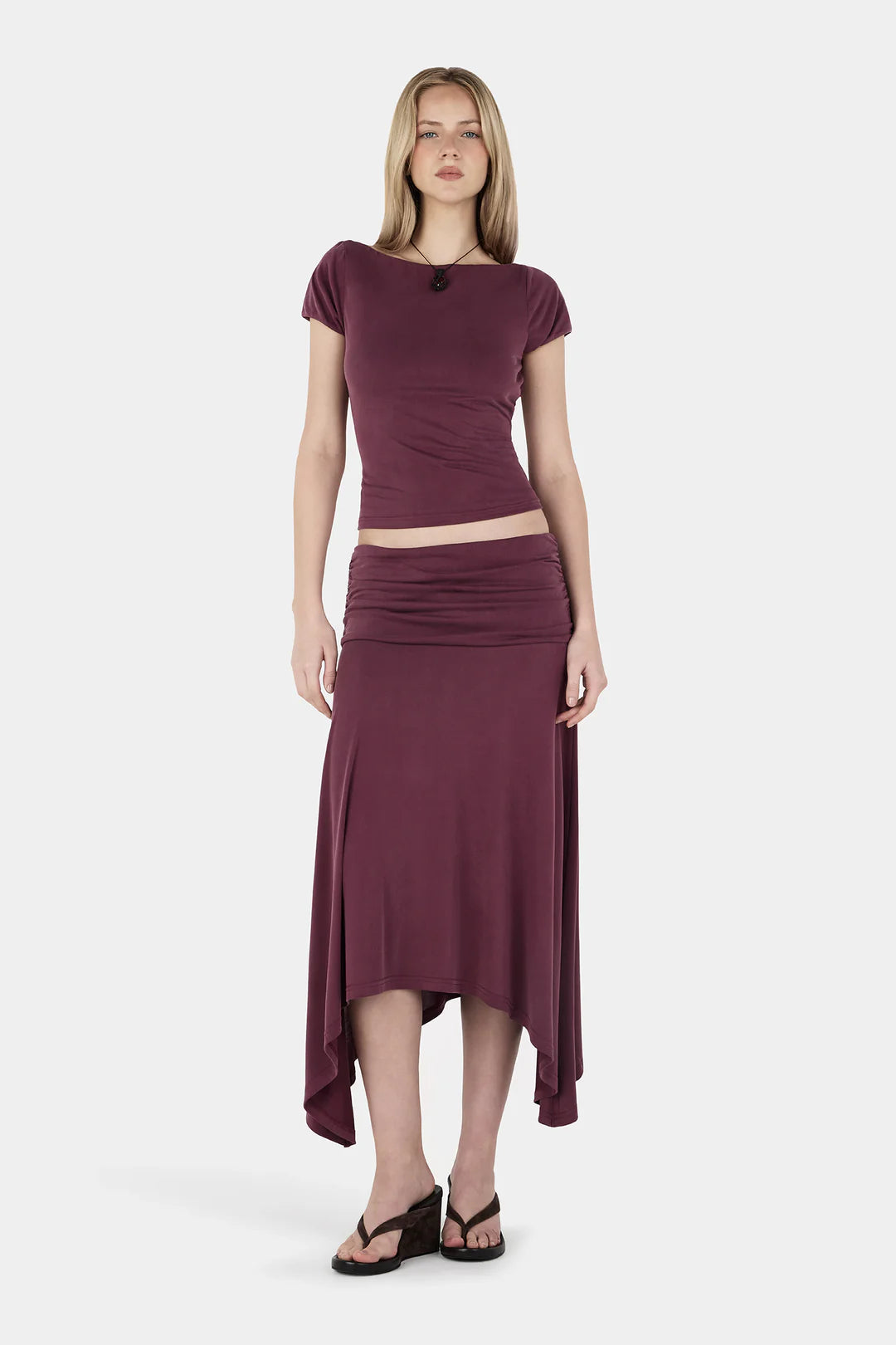Farrah Midi Skirt - Plum