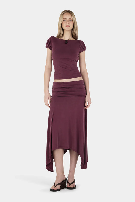 Farrah Midi Skirt - Plum