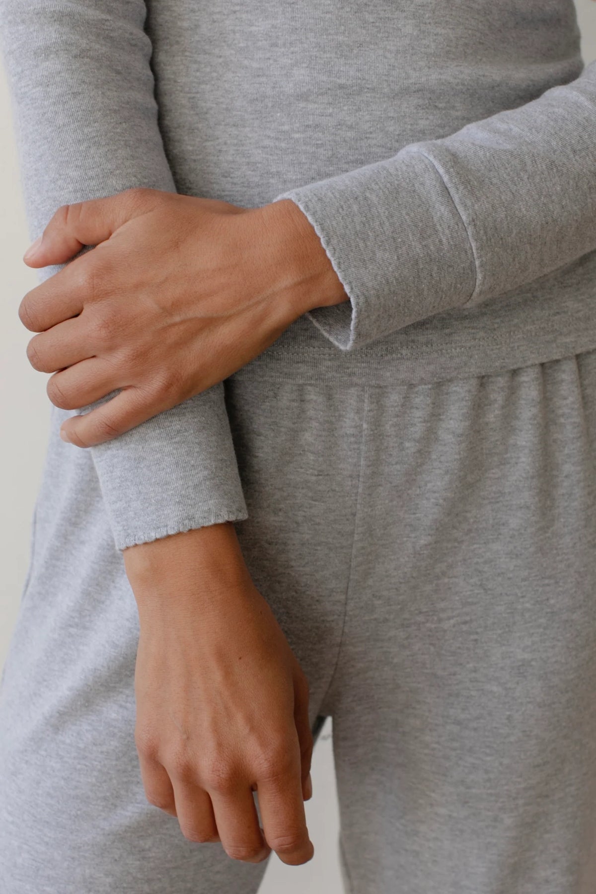 Baby Rib Scallop Long Sleeve - Heather Grey