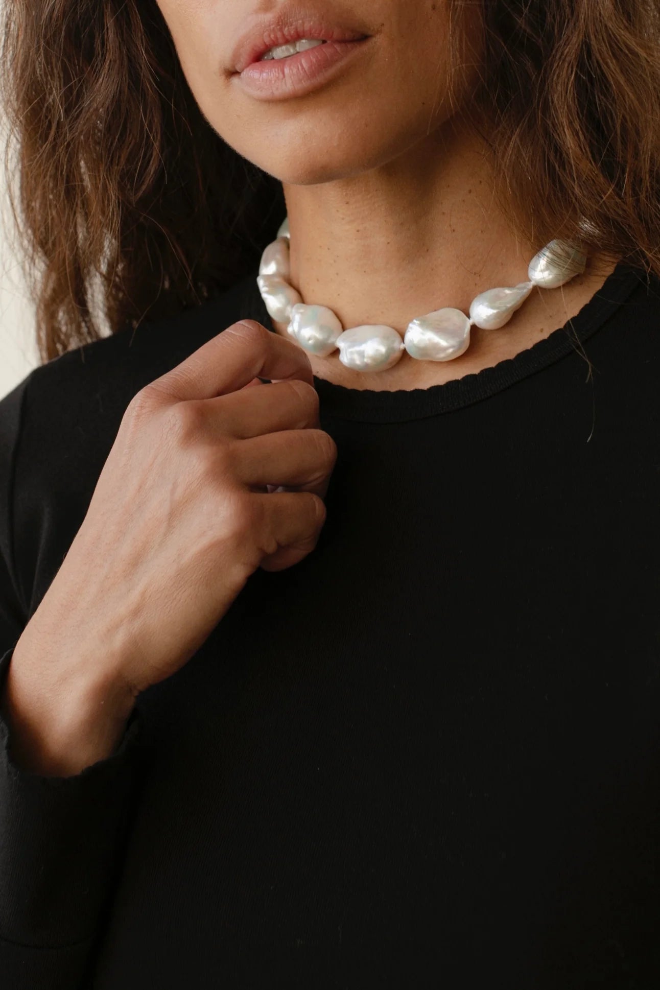 Baby Rib Scallop Long Sleeve - Jet