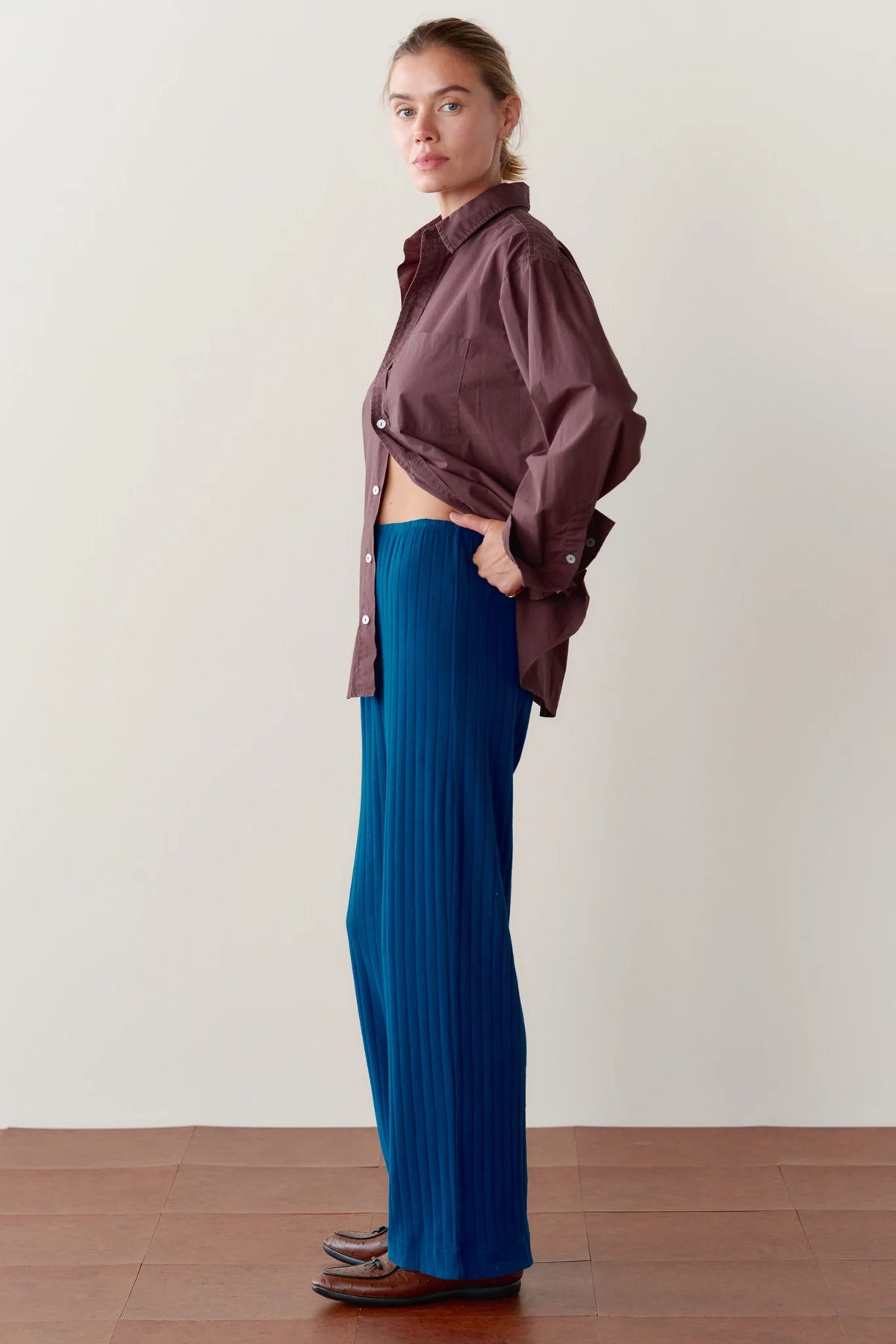 Pointelle Simple Crop Pant - Lake