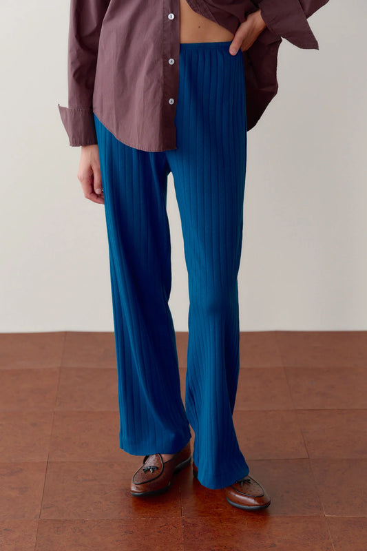 Pointelle Simple Crop Pant - Lake
