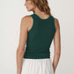 Zoe Contrast Knit Tank - Bottle Green