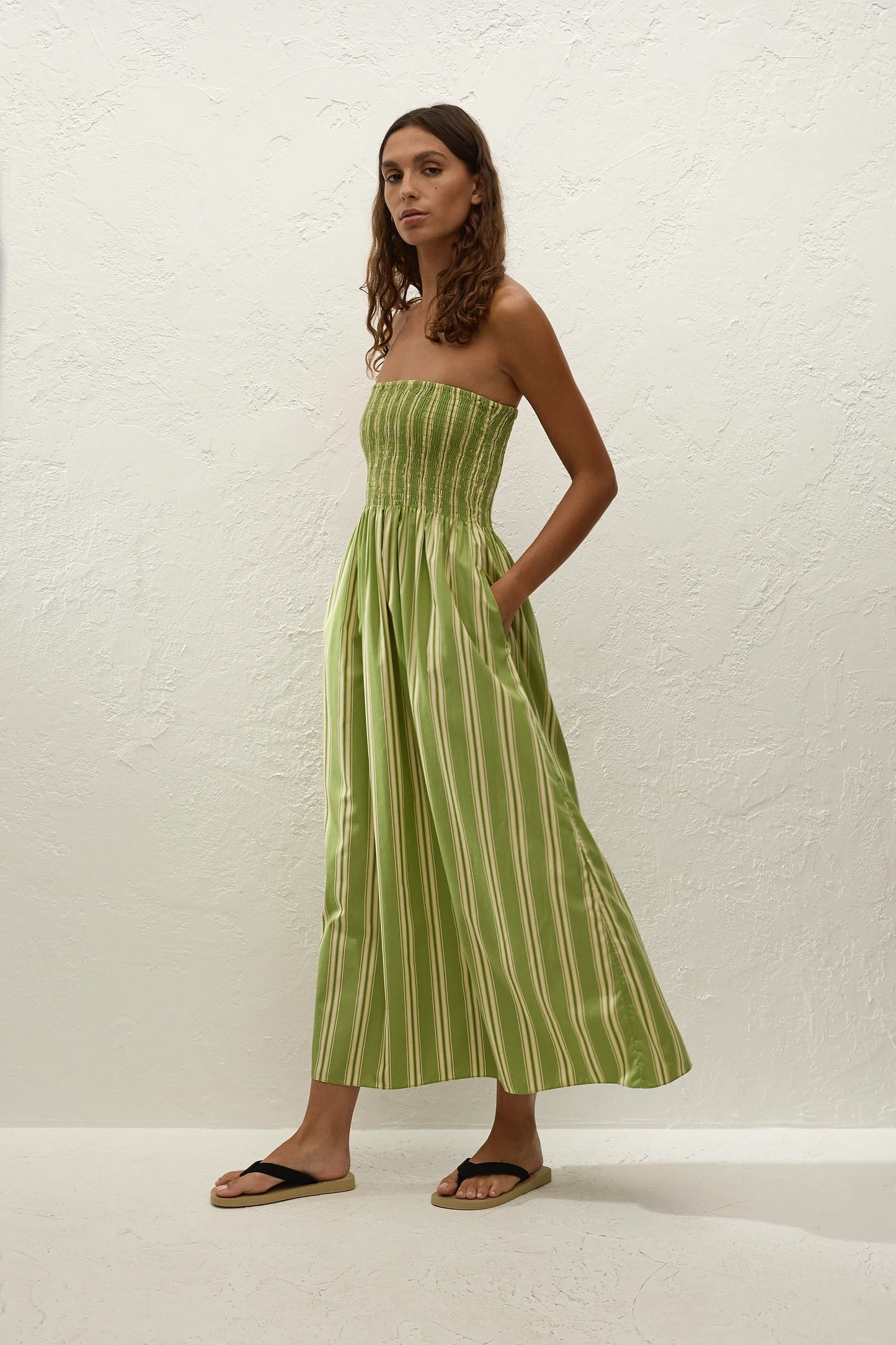 Jamie Midi Dress - Ombre Green Stripe