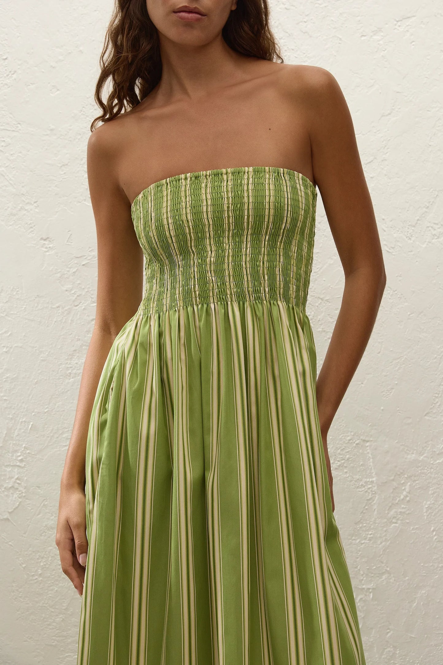 Jamie Midi Dress - Ombre Green Stripe