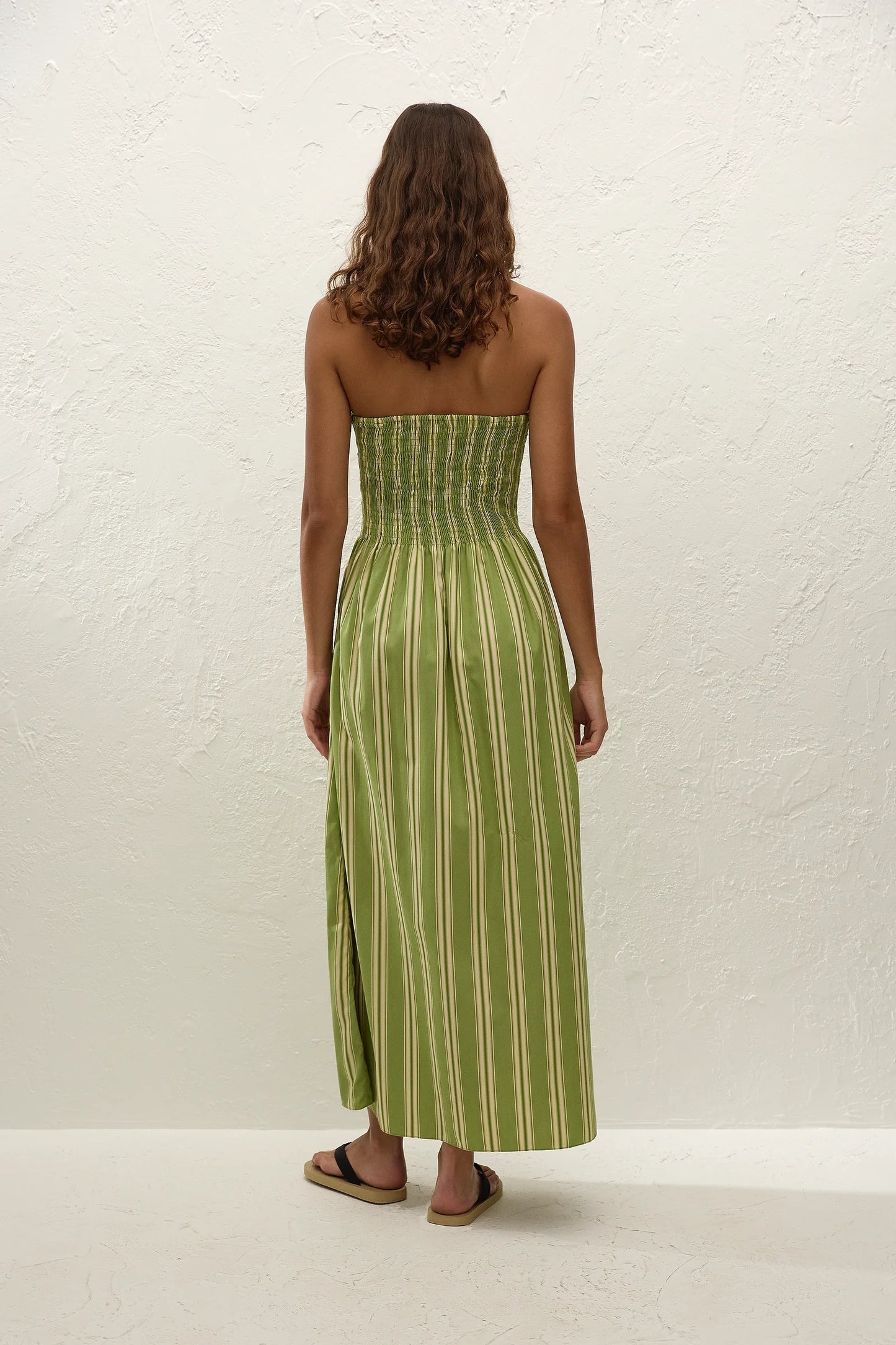 Jamie Midi Dress - Ombre Green Stripe