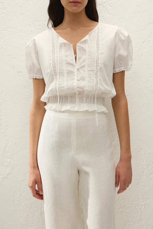 Fiora Blouse - Fresco Lace White