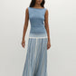 Xyla Maxi Dress - Accordion Stripe Mineral Blue