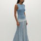Xyla Maxi Dress - Accordion Stripe Mineral Blue