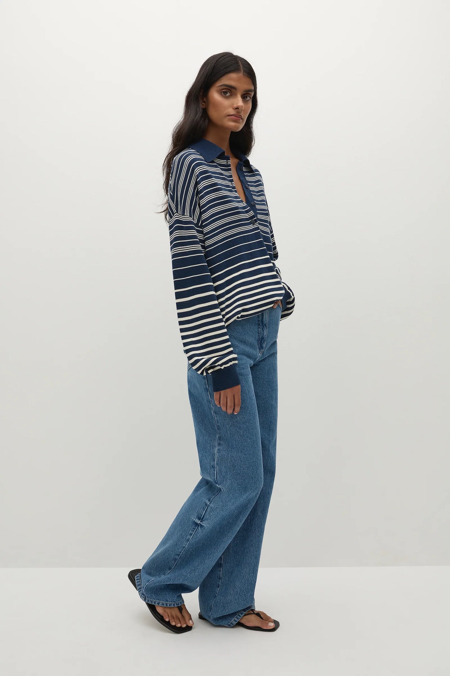 Harlow Polo - Scandi Stripe Navy Cream