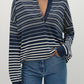 Harlow Polo - Scandi Stripe Navy Cream