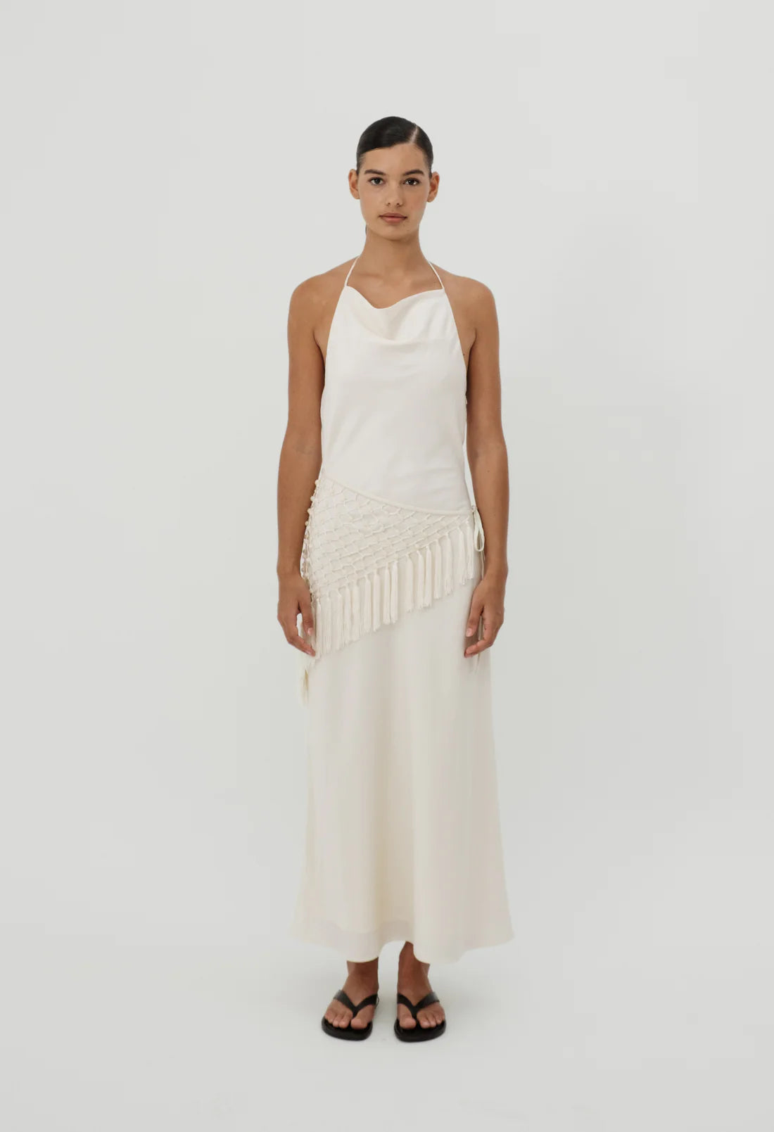 Manon Beaded Scarf Dress - Cream