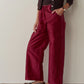 Silk Taffeta Cargo Pant - Oxblood
