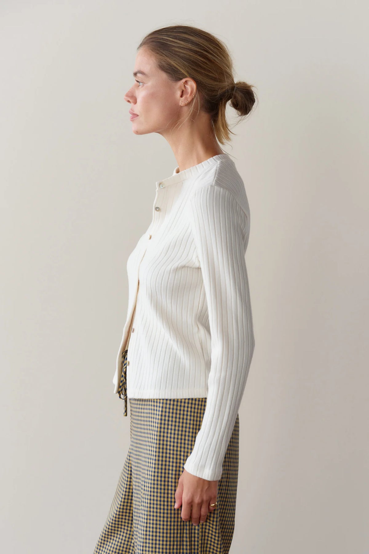 Sweater Rib Cardi - Creme