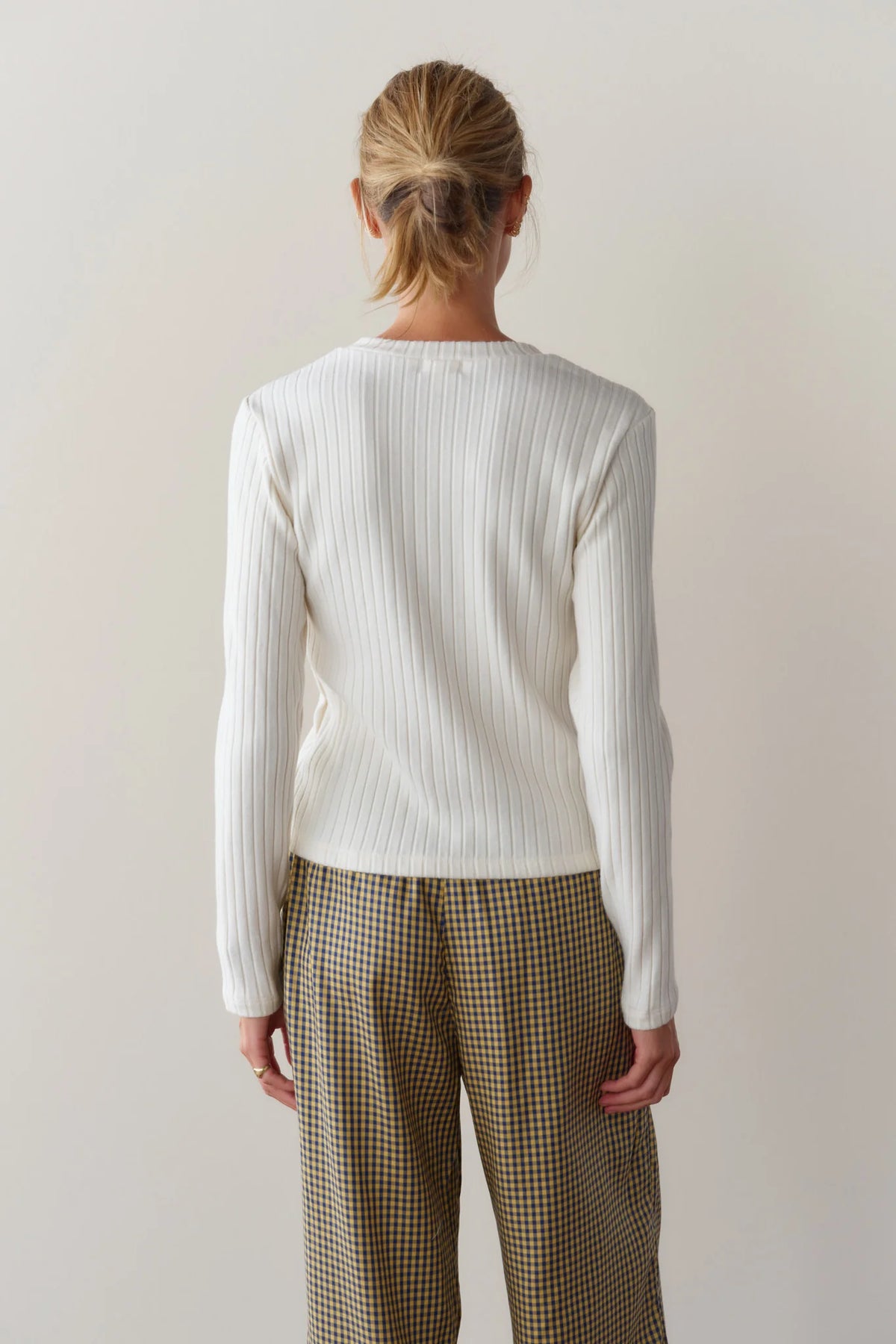 Sweater Rib Cardi - Creme