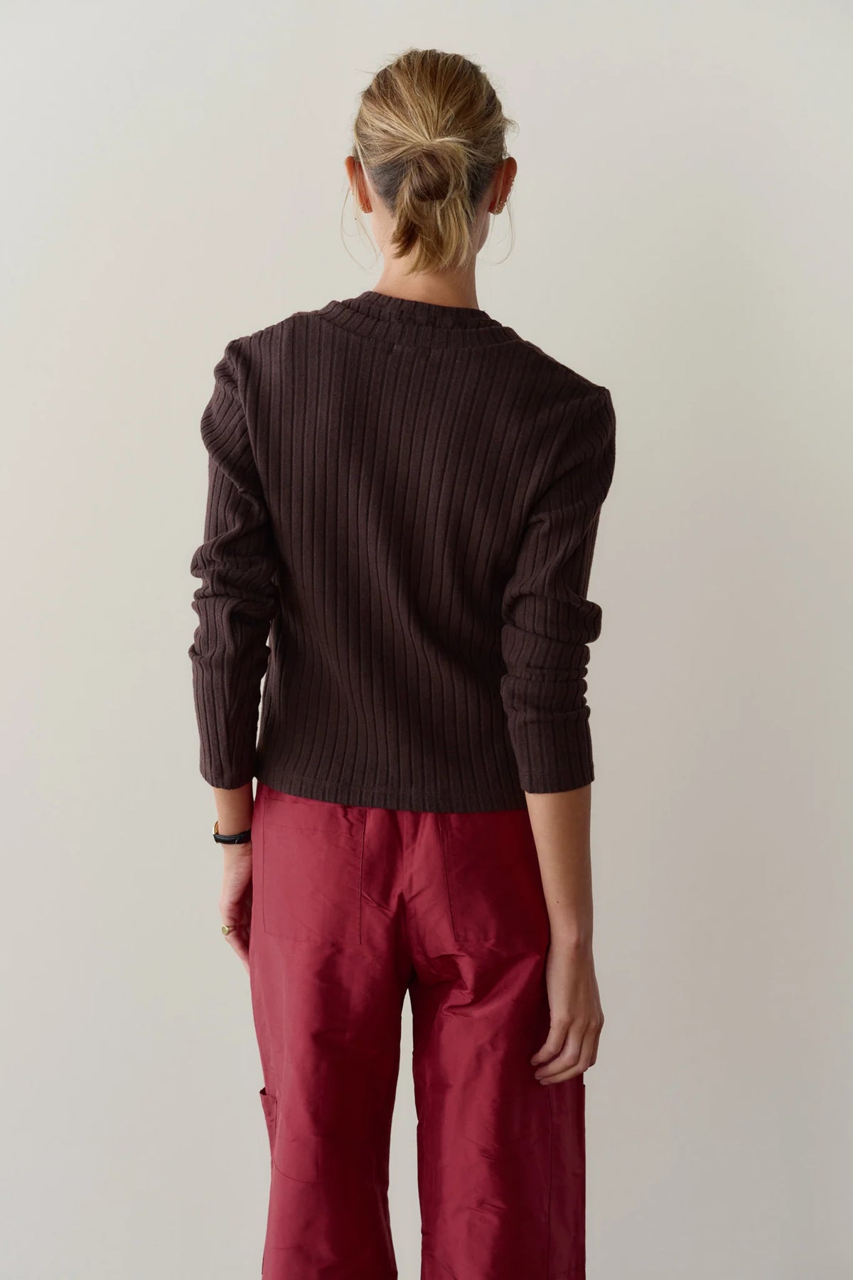 Sweater Rib Cardi - Espresso