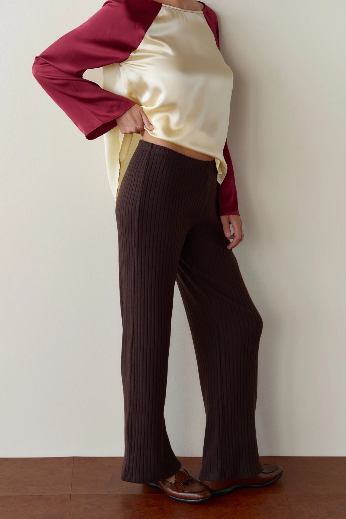 Sweater Rib Simple Pant - Espresso