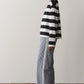 Cotton Gingham Stripe Crop Pant - Jet