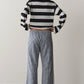 Cotton Gingham Stripe Crop Pant - Jet