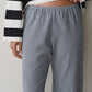 Cotton Gingham Stripe Crop Pant - Jet