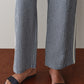 Cotton Gingham Stripe Crop Pant - Jet