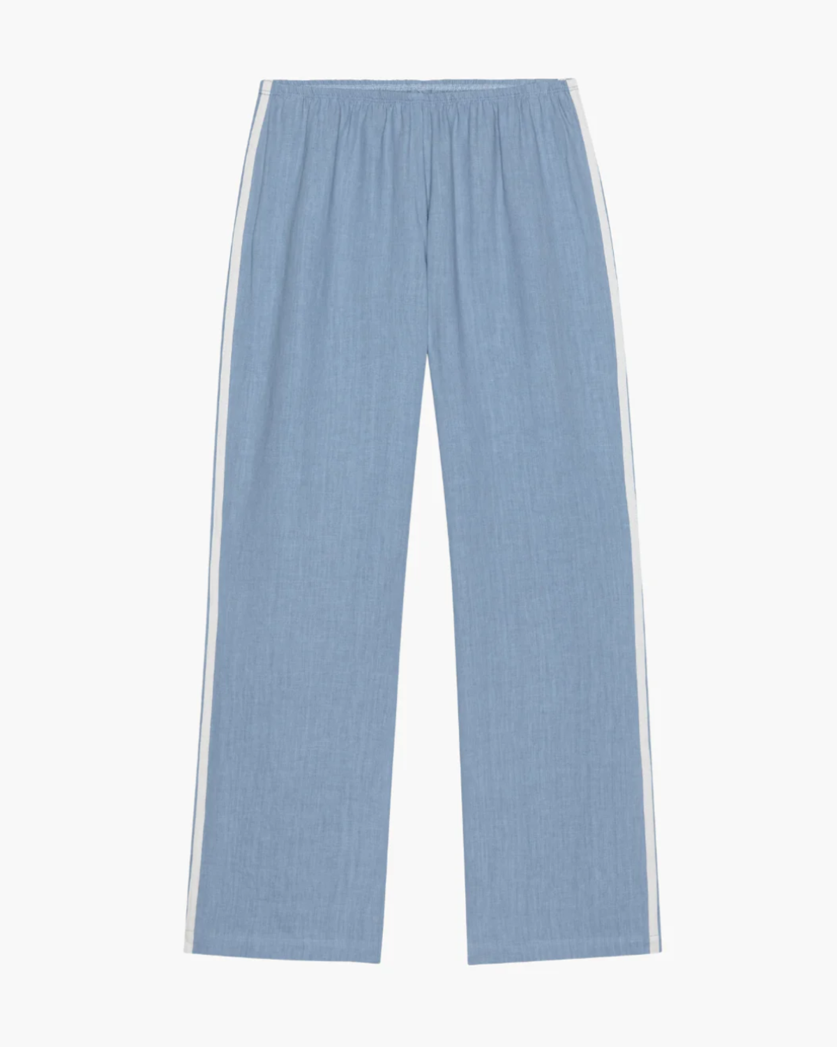 Linen Stripe Crop Racer Pant - Cornflower