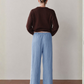 Linen Stripe Crop Racer Pant - Cornflower