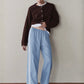 Linen Stripe Crop Racer Pant - Cornflower