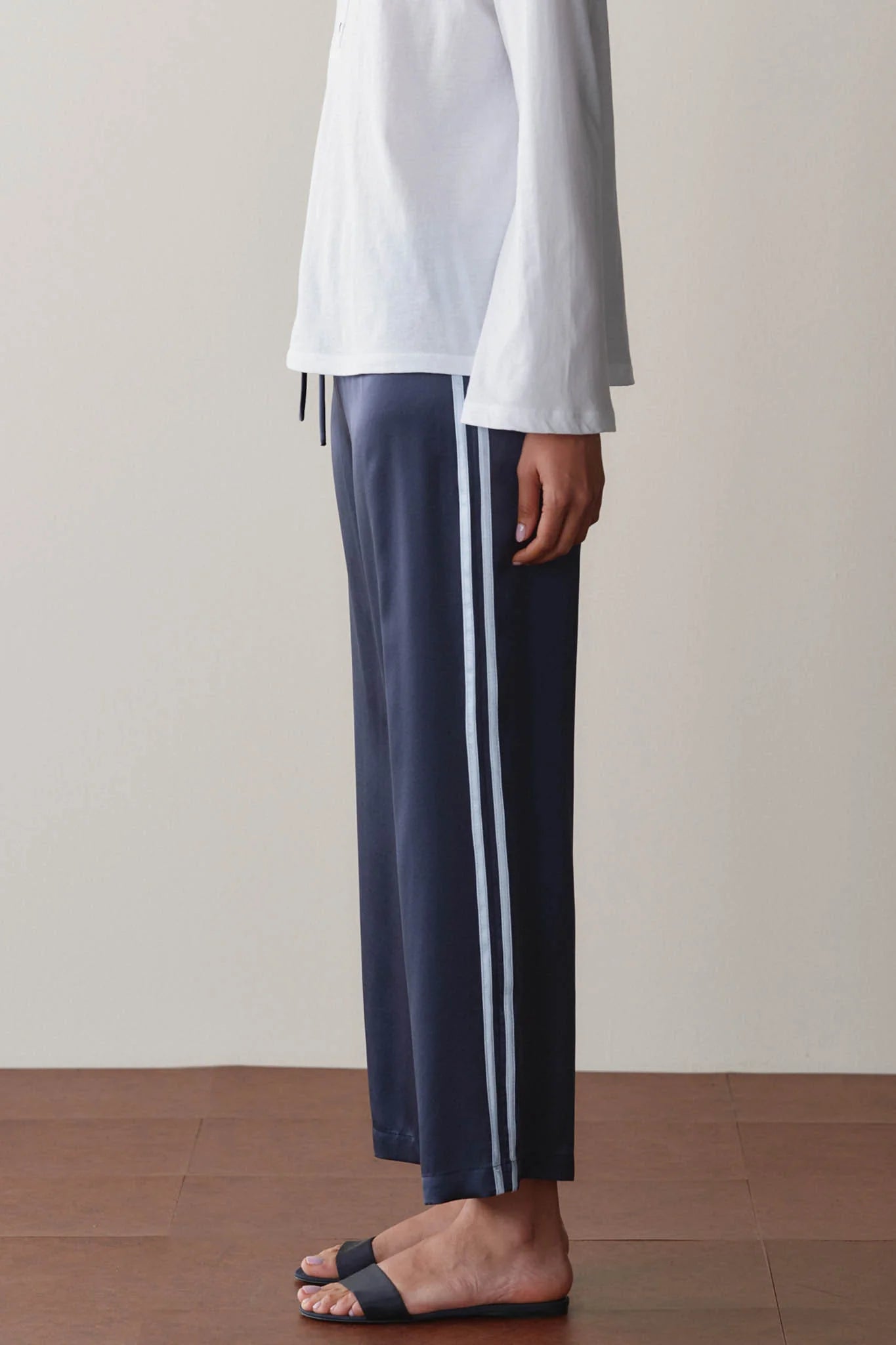 Silk Stripe Crop Pant - Navy / Cloud