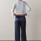 Silk Stripe Crop Pant - Navy / Cloud