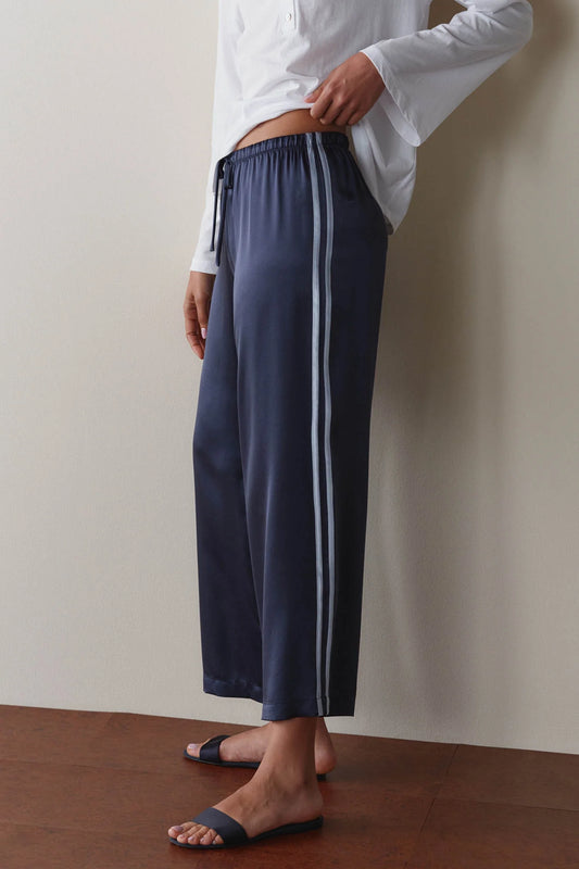 Silk Stripe Crop Pant - Navy / Cloud
