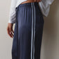 Silk Stripe Crop Pant - Navy / Cloud