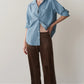 Silk Lace Stripe Crop Pant - Espresso