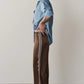 Silk Lace Stripe Crop Pant - Espresso