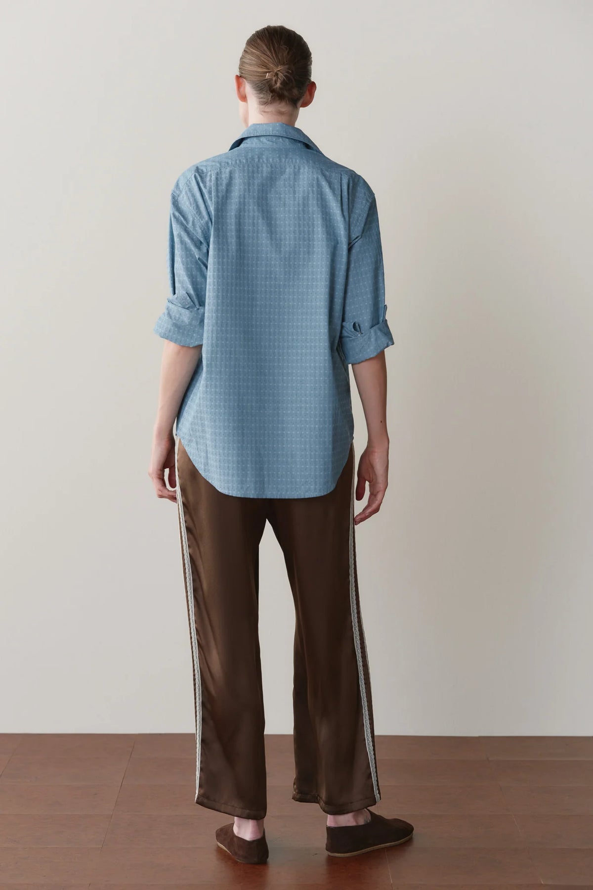 Silk Lace Stripe Crop Pant - Espresso
