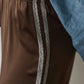 Silk Lace Stripe Crop Pant - Espresso