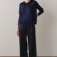 Silk Lace Stripe Crop Pant - Jet