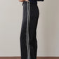 Silk Lace Stripe Crop Pant - Jet