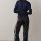 Silk Lace Stripe Crop Pant - Jet