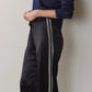 Silk Lace Stripe Crop Pant - Jet