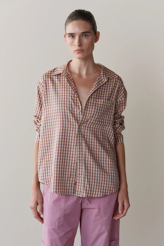 Tencel Plaid Shirt - Creme/Roz Plaid