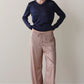 Tencel Plaid Tie Pant - Creme/Roz Plaid