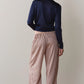 Tencel Plaid Tie Pant - Creme/Roz Plaid