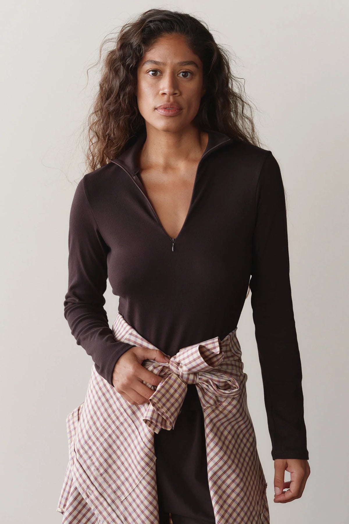 Baby Rib Zip-Up - Espresso